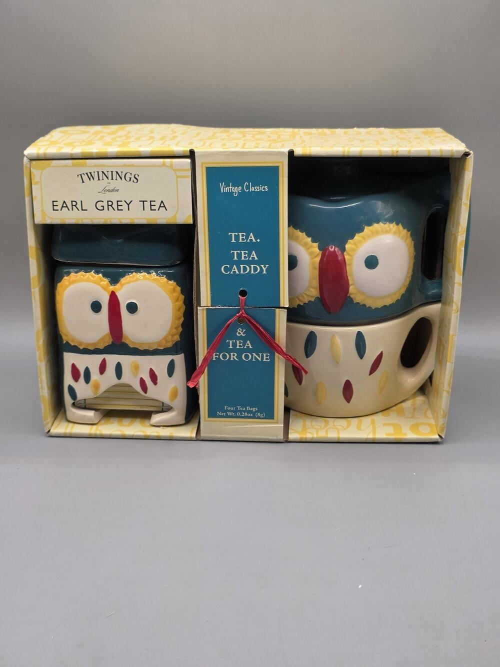 Twinings Vintage Classics Owl Tea For One Gift Set Caddy Teapot Mug NIB New